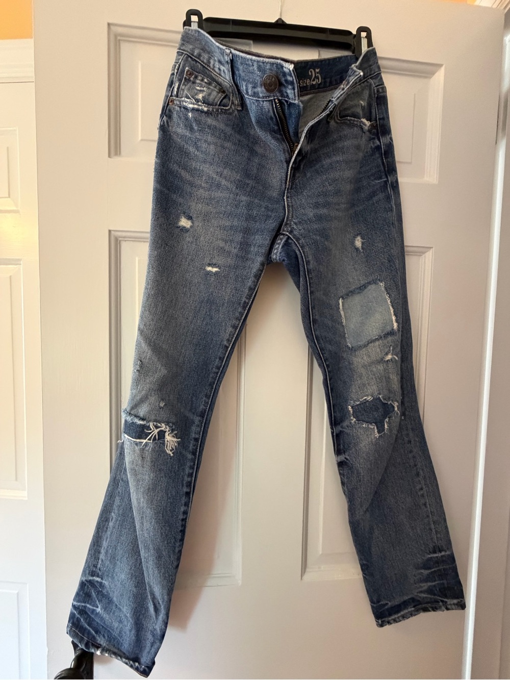 J. Crew Broken In Boyfriend Distressed Jeans with Patch Details